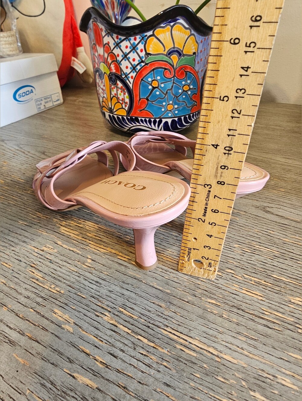 Women Coach Tillie Rose Pink Patent Leather Sandal Fashion Heels Slides Size 8.5 - Picture 6 of 10